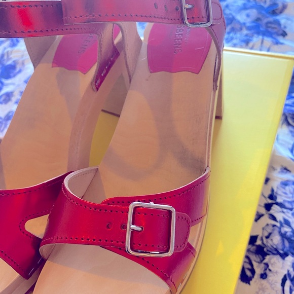 Swedish Hasbeens Red Metallic Sandals Size 39 Women’s - Picture 5 of 9
